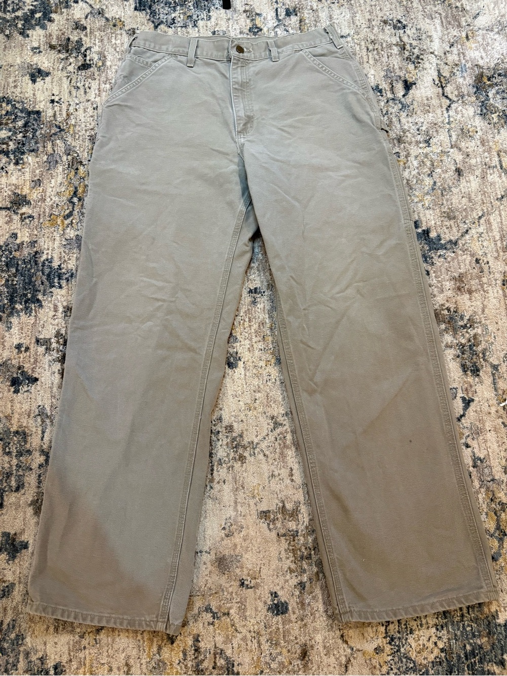 VTG Carhartt Brown Canvas Carpenter Original Pants Mens 34x32 Y2K Wide Baggy